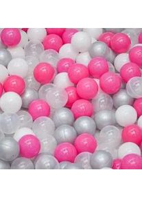 LittleTom Bällebad-Bälle 200 Stück, Pink/Grau/Weiß/Transparent, 5.5 cm , Kunststoff , Rund , 5.5x5.5x5.5 cm , Spielzeug, Sonstiges Spielzeug