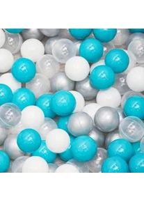 LittleTom Bällebad-Bälle 200 Stück, Türkis/Grau/Weiß/Transparent, 5.5 cm , Kunststoff , Rund , 5.5x5.5x5.5 cm , Spielzeug, Sonstiges Spielzeug