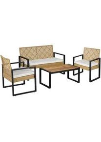 casa.pro Lounge-Set 4 Tlg. Calciano , Kunststoff, Metall , 1 , Füllung: Schaumstoff,Schaumstoff , rechteckig , Gartenmöbel, Gartengarnituren, Gartenmöbel-Sets