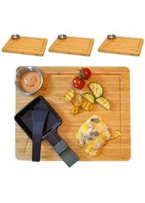 Dunedesign Raclettebrett 4er Set, 25/30/2 cm, Bambus , Beige , Holz , Rechteckig , 25x30 cm , K&uuml;chenzubeh&ouml;r, Schneidebretter