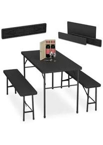 Relaxdays 3-tlg.BIERZELTGARNITUR , Kunststoff, Metall , rechteckig , Gartenmöbel, Gartengarnituren, Gartenmöbel-Sets