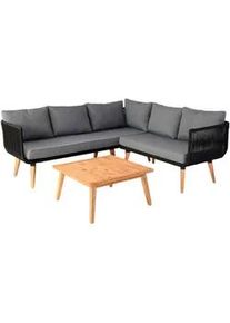 MCW Garten-Garnitur Schwarz, Braun, Grau , Holz , Gartenmöbel, Gartengarnituren, Gartenmöbel-Sets