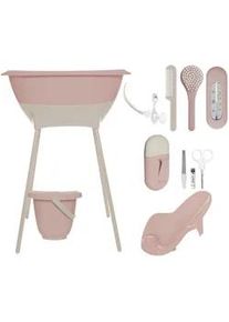 Luma Babybadeset , Altrosa , Kunststoff , 8-teilig , 79x40x46 cm , Grüner Punkt , Pflegen, Baden, Babybadewannen