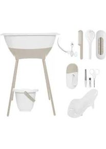 Luma Babybadeset , Weiß , Kunststoff , 8-teilig , 40x46x79 cm , Grüner Punkt , Pflegen, Baden, Babybadewannen