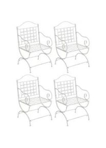 CLP Gartenstuhl 4er Set Metall antik weiß , 56x92x53 cm , Gartenmöbel, Gartensessel, Gartenstühle