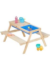 Relaxdays Kindersitzgruppe , Hellbraun , Holz, Kunststoff , rechteckig , Freizeit & Co, Gartenspielzeug, Spielhäuser