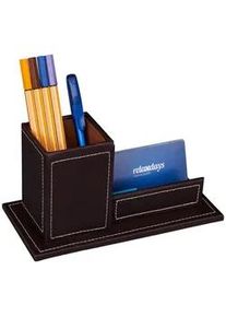 Relaxdays Schreibtisch Organizer , Braun , Kunststoff, Holzwerkstoff, Textil , 20x10.5x10 cm , Büromöbel, Schreibtische