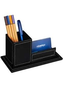 Relaxdays Schreibtisch Organizer , Schwarz , Kunststoff, Holzwerkstoff, Textil , 20x10.5x10 cm , Büromöbel, Schreibtische