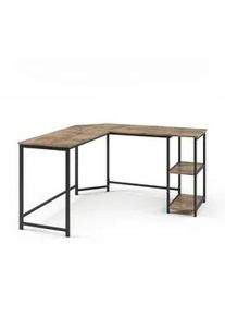 VICCO Eckschreibtisch Fyrk, Eiche rustikal/Schwarz, 138 x 138 cm , Holzwerkstoff , Formgebogen , 138x75x50 cm , Büromöbel, Schreibtische, Eckschreibtische