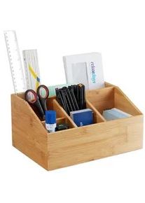 Relaxdays Tischorganizer , Hellbraun , Holz , 28x14x19.5 cm , Büromöbel, Schreibtische