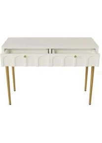 Urban Meuble Schminktisch Cremeweiß und Golden 100/76,5/45 cm , Beige , Holzwerkstoff, Metall , Rechteckig , 76.5x45x100 cm , Wohnzimmer, Wohnzimmertische, Konsolentische
