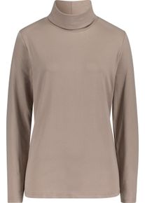 Damer Topp med polokrage + långa ärmar sesam Größe 38