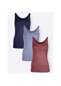 wäschepur wäschepur , Damen , Achseltop , bleu + marine + bordeaux , 3 Stk. , 40/42 -3 Stk. , 40/42 , Single-Jersey