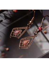 Holzkern Earrings Mujer oro rosa y Cuarzo rosa