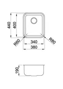 Elleci, Spülbecken, Space 340 R50 Unterbauspüle Rechteckig Edelstahl (Unterbauspüle)