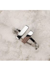 Women Walnut Wood Ring Silver Holzkern