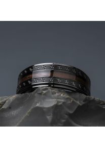 Holzkern Numerary Ring Grau und Walnuss