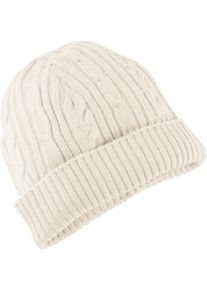 Damska Pleten&aacute; čiapka, copov&yacute;-rebrovan&yacute; vzor svetlob&eacute;žov&aacute; veľkosť 0