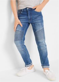 bonprix Skinny Fit Stretch-Jeans mit verstellbarem Bund Straight, blau, mit Baumwolle