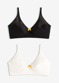 Lot de 2 soutiens-gorge coton sans armatures - noir - taille 90B avec coton - bonprix