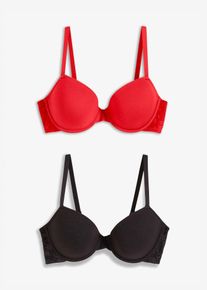Lot de 2 soutiens-gorge coton &agrave; coques et armatures - rouge - taille 90B avec coton - bonprix