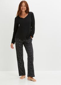Pyjama avec imprimé scintillant - noir - taille 46/48 (L) - 100% coton - bonprix