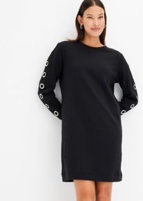 Robe sweat avec &oelig;illets - noir - taille 42/44 (M) avec coton - bonprix