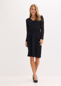 Robe &agrave; dentelle et drap&eacute; - noir - taille 38/40 (S) - bonprix