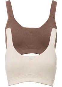 Lot de 2 soutiens-gorge coton moulés sans armatures - beige - taille 90B avec coton - bonprix