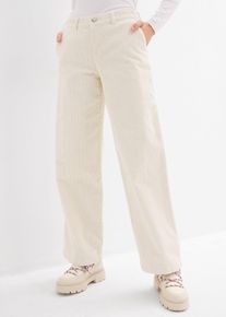 Pantalon large en velours c&ocirc;tel&eacute; - blanc - taille 52 avec coton - bonprix