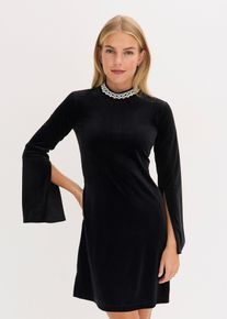 bonprix Femei Rochie mini din catifea fluidă, negru, 48/50