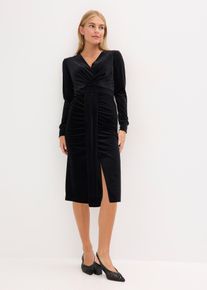 bonprix Femei Rochie midi din catifea fluidă, negru, 40/42
