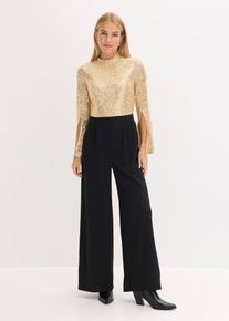 bonprix Kombinezon z dżerseju z cekinami, złoty, 36/38