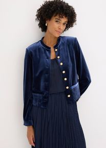 bonprix Samtjacke, blau, Gr.50, schicke Samtjacke, aus Samt