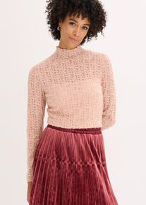 bonprix Bluzka z golfem, z koronki, r&oacute;żowy, 56/58