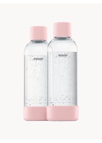 MYSODA Fľa&scaron;e na vodu Basic, 2 ks Transparentn&aacute;, Ružov&aacute; Umel&aacute; hmota, Drevo 1 l