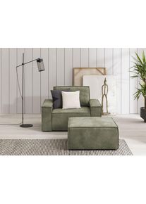 Home Affaire Sessel »SHERWOOD« Loveseat und Hocker im Set in grün, Größe B/H/T: 120 cm x 85 cm x 166 cm