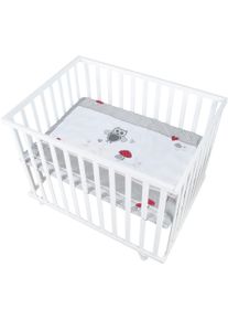 Roba Laufgitter »Adam & Eule weiß, 100x75 cm« bis 15 kg mit Stoffeinlage in weiß