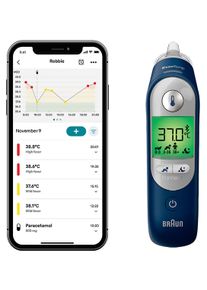 Braun Fieberthermometer »ThermoScan 7+ connect Ohrthermometer IRT6575NWE« Für alle Altersgruppen geeignet, einschließlich Neugeborene, Bluetooth...