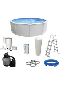 KWAD Rundpool »Steely Deluxe Heat inkl. Solarabdeckplane« Höhe: 120 cm in weiß, Größe Ø/B/H/L: 460 cm x Breite x Höhe 120 cm x Länge