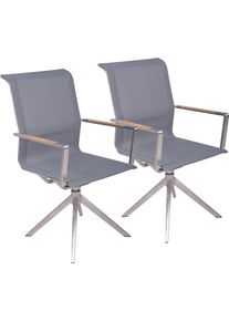 Garden Pleasure Drehstuhl »SALIDA« () 2er Set in grau, Größe B/H/T: 63 cm x 95 cm x 54 cm