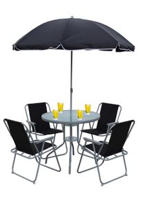 Vcm Garten-Essgruppe »6tlg Balkonset Gartenmöbel Stapelstühle Set Maxola« in schwarz