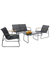 Vcm Garten-Essgruppe »4 tlg. Set Lounge Balkon Gartenmöbel Lexila« in schwarz