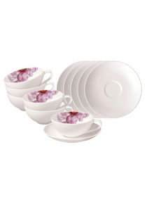 Villeroy & Boch Villeroy & Boch Tasse »Teetassen mit Untertassen Rose Garden 110 ml 6er Set weiß« in weiß