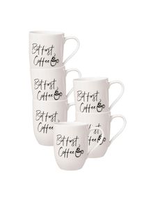 Villeroy & Boch Villeroy & Boch Becher »Becher mit Henkel 'But first Coffee' Statement 290 ml 6er Set weiß« in weiß