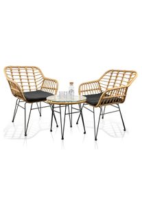Vcm Garten-Essgruppe »3tlg Bistroset Lounge Balkonset Sitzpolster Rattan« in braun