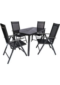 Vcm Garten-Essgruppe »5-tlg Gartenmöbel Set Sitzgruppe Essgruppe 1xTisch, 4x Stühle Tisch Maße ca. H. 76 x B. 140 x T. 80 cm Garten Set ¿ Stühle...