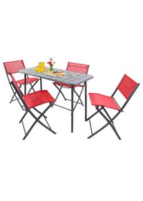 Vcm Garten-Essgruppe »5-tlg Gartenmöbel Set Sitzgruppe Essgruppe 1xTisch, 4x Stühle Tisch Maße ca. H. 72 x B. 110 x T. 55 cm Klappbar Garten Set -...
