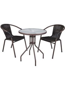 Vcm Garten-Essgruppe »3-tlg. Bistroset Balkon Stuhl Tisch Set Braun« in braun
