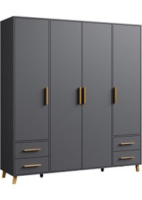Rauch Drehtürenschrank »Kleiderschrank Schrank Garderobe Wäscheschrank SHINJO« in 3 verschiedenen Ausstattungen BASIC/CLASSIC/PREMIUM in grau,...